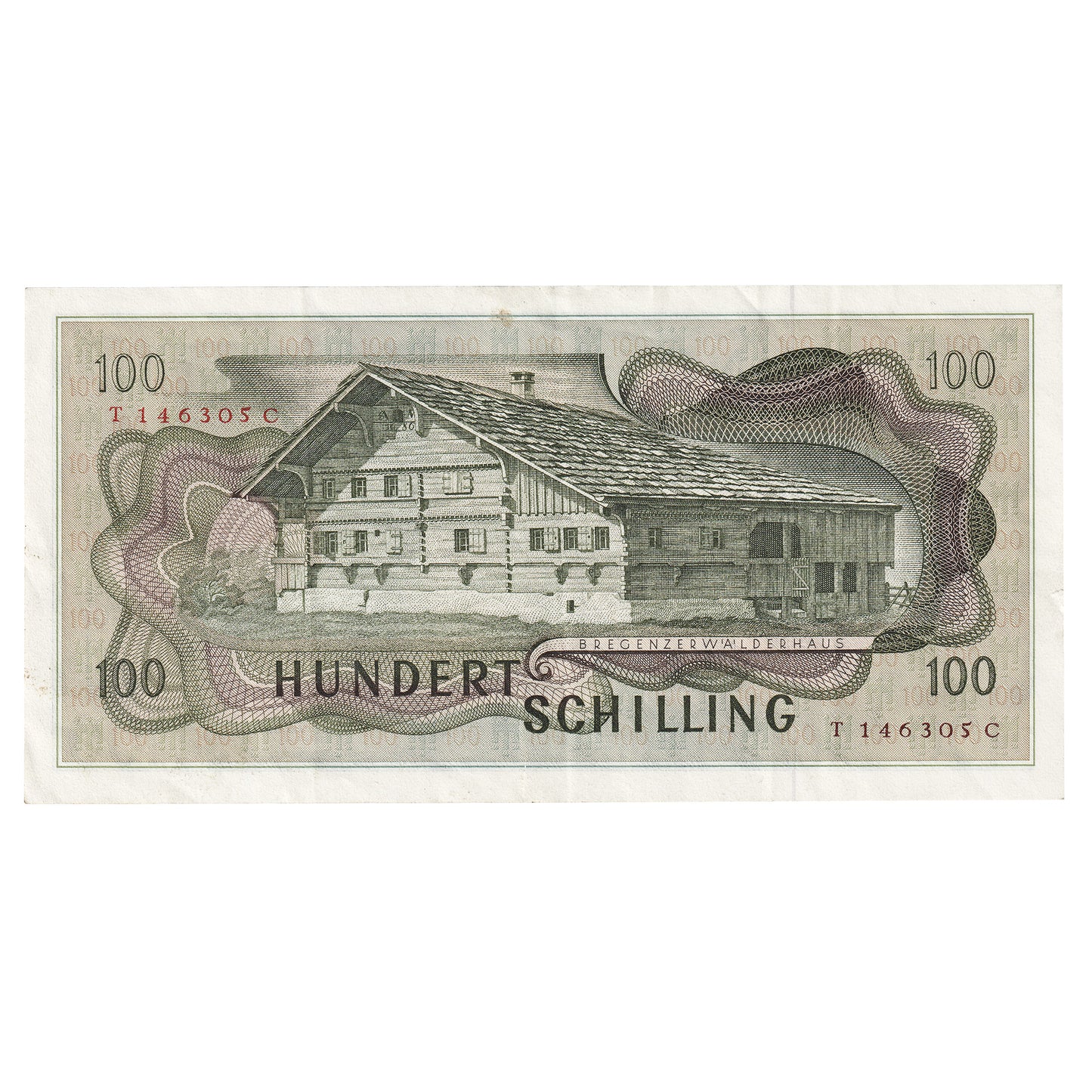 Austria 1969 100 Schilling Note, Pick #145, VF-EF