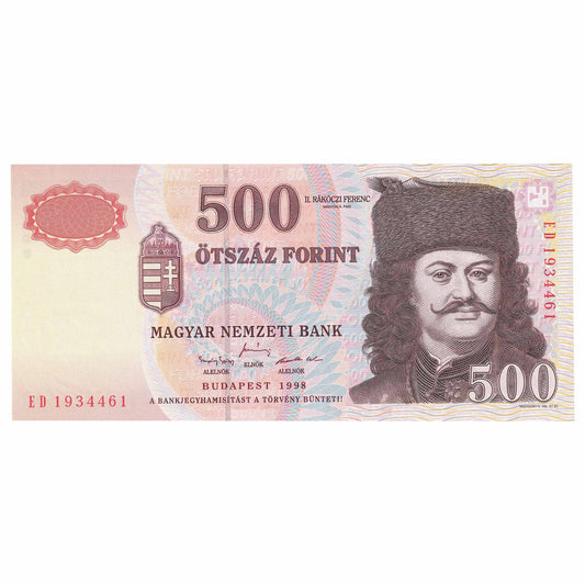 Hungary 1998 500 Forint Note, Pick #179a, UNC