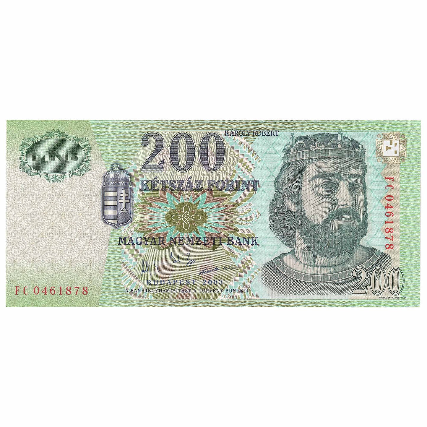 Hungary 2003 200 Forint Note, Pick #187c, UNC