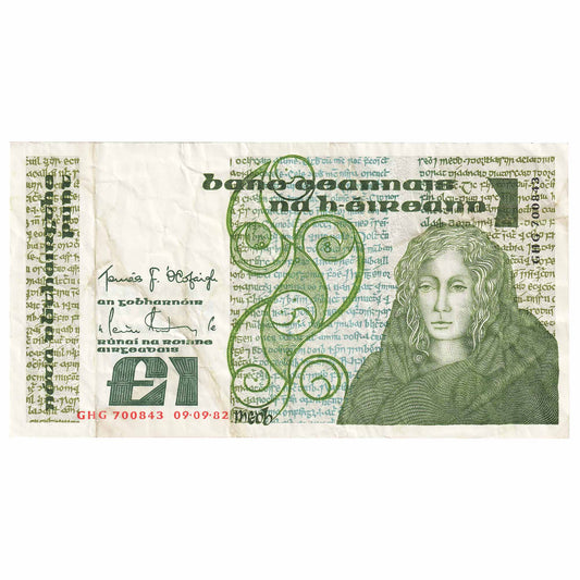 Ireland 1982-87 1 Pound Note, E138, VF