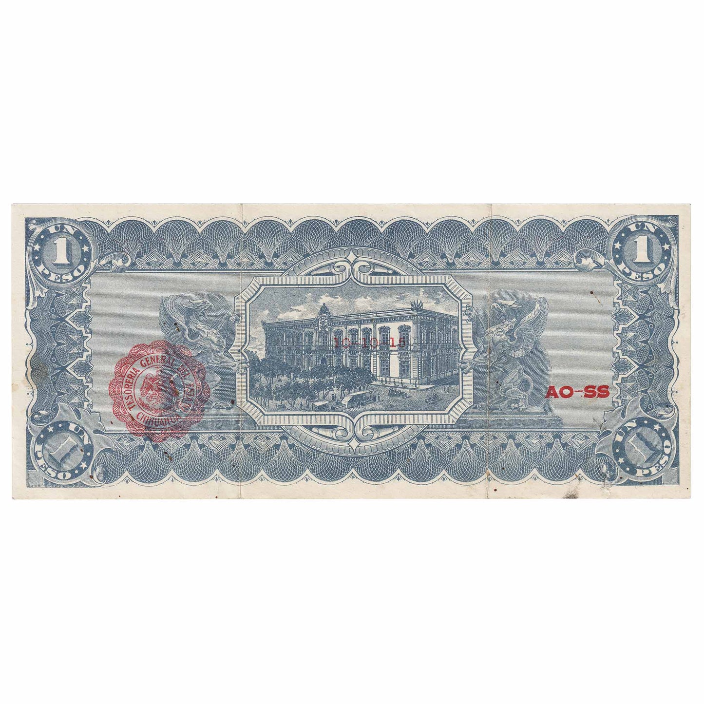 Mexico El Estado de Chihuahua 1914 Un Peso Note, Pick #529g, VF