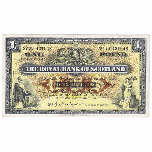 Scotland 1959 Royal Bank of Scotland 1 Pound Note, SC803, VF-EF