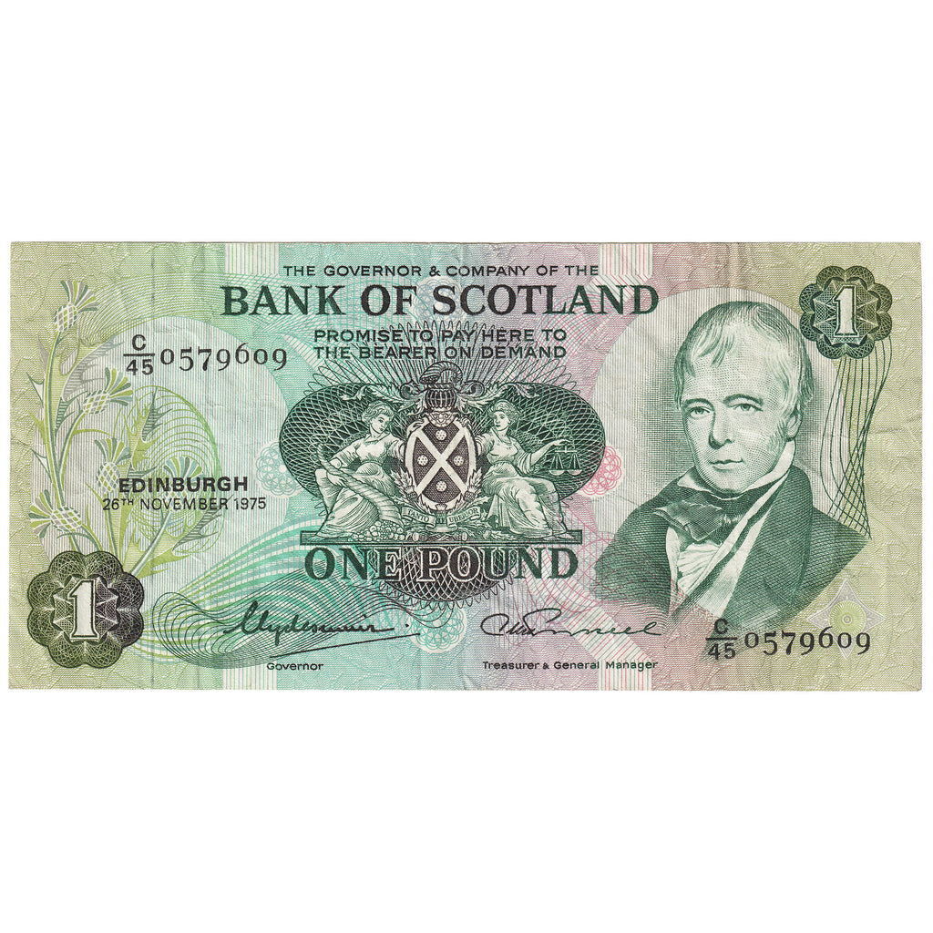 Scotland 1975 Bank of Scotland 1 Pound Note, SC109c, VF