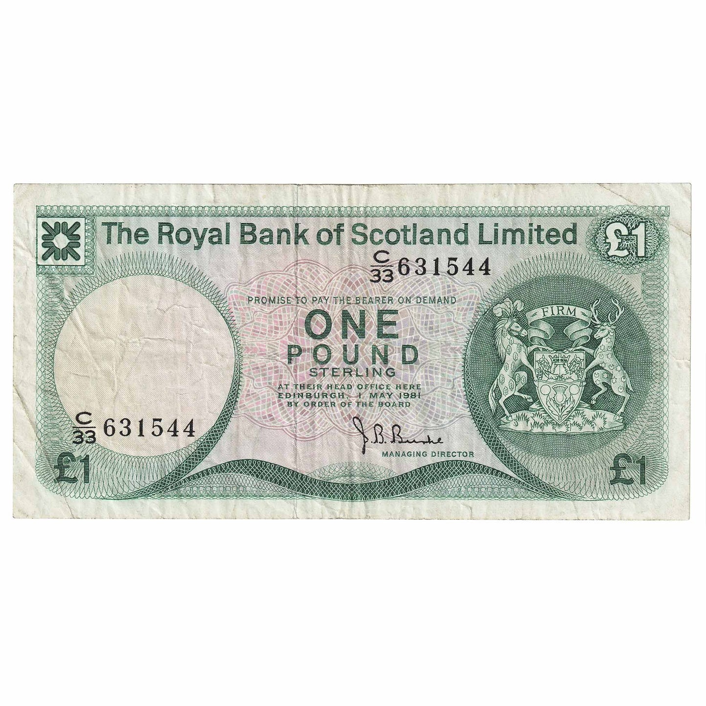 Scotland 1981 Royal Bank of Scotland 1 Pound Note, SC815, VF