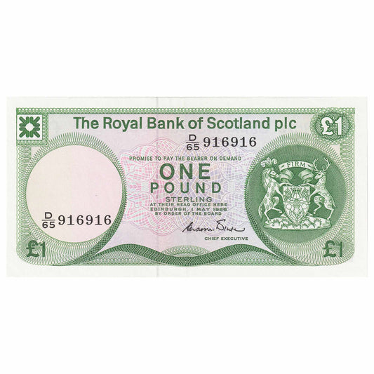 Scotland 1986 Royal Bank of Scotland 1 Pound Note, SC831b, AU