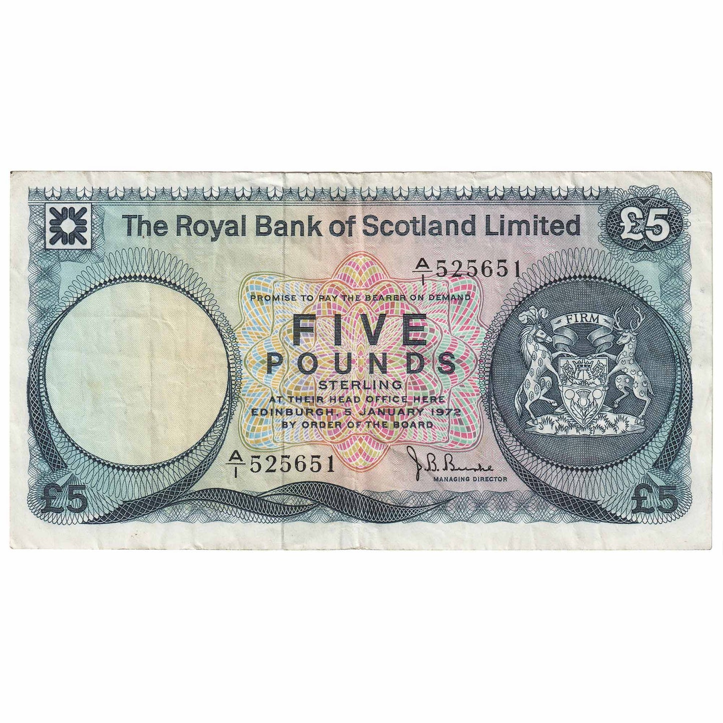 Scotland 1972 Royal Bank of Scotland 5 Pound Note, SC817, VF