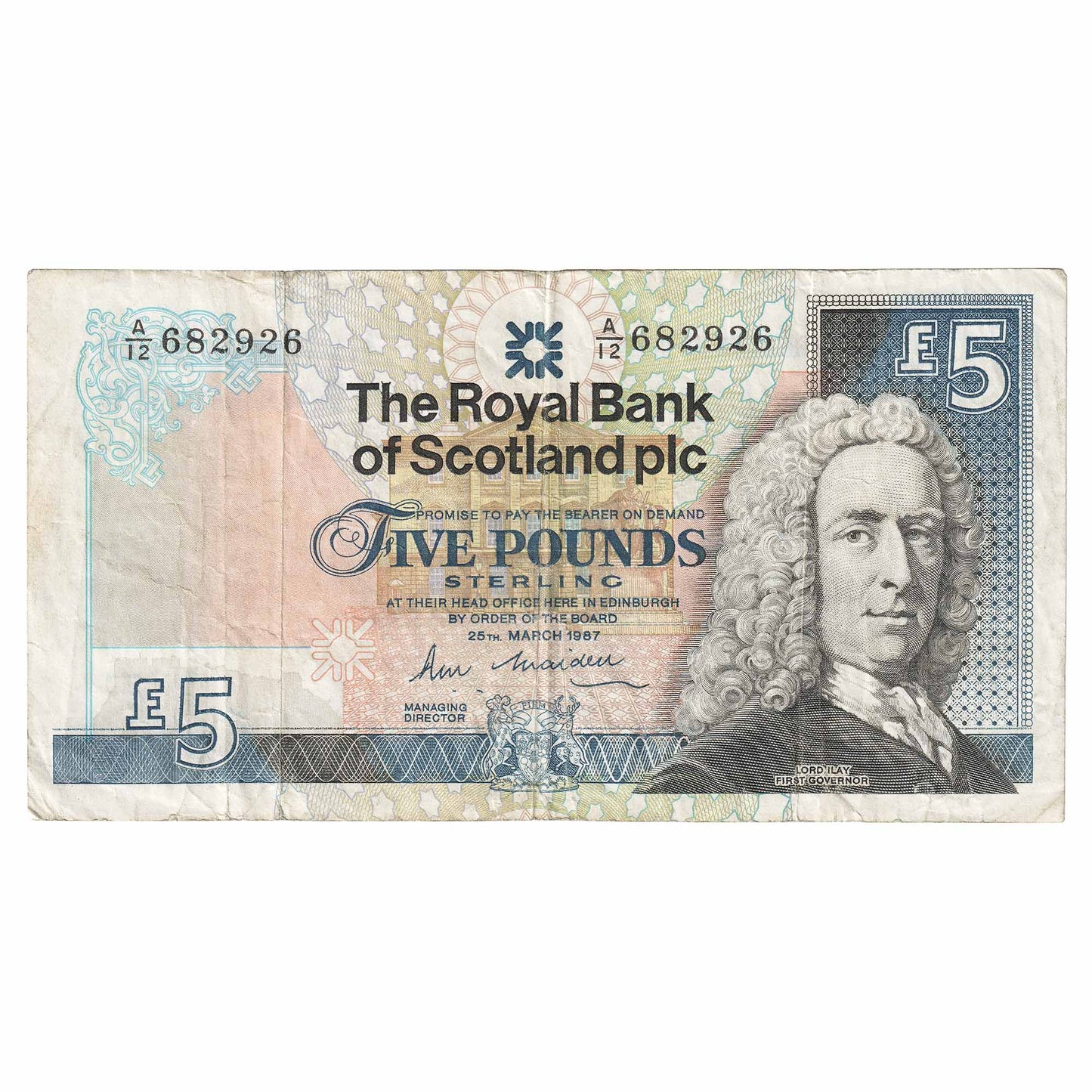 Scotland 1987 Royal Bank of Scotland 5 Pound Note, SC842, VF