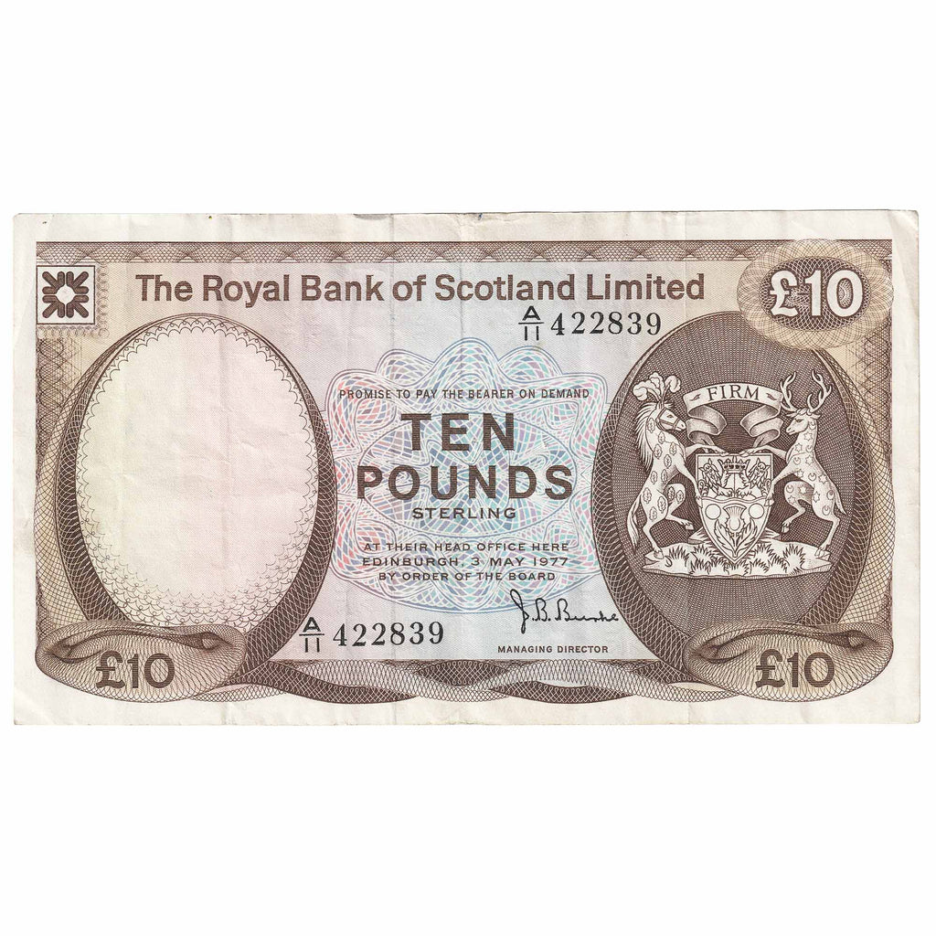 Scotland 1977 Royal Bank of Scotland 10 Pound Note, SC819, VF-EF