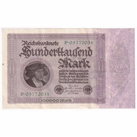 Germany 1923 100,000 Mark Note, w/o T EF