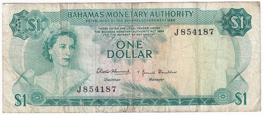 Bahamas 1968 1 Dollar Note, Pick #27a, VF