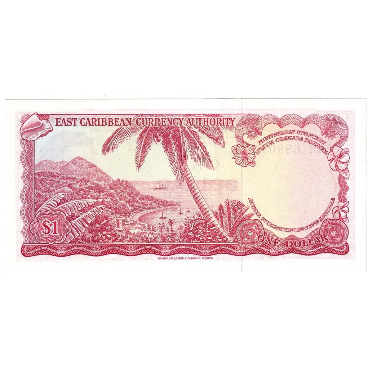 East Caribbean States 1965 1 Dollar Note, Pick #13e, Signature 8, AU