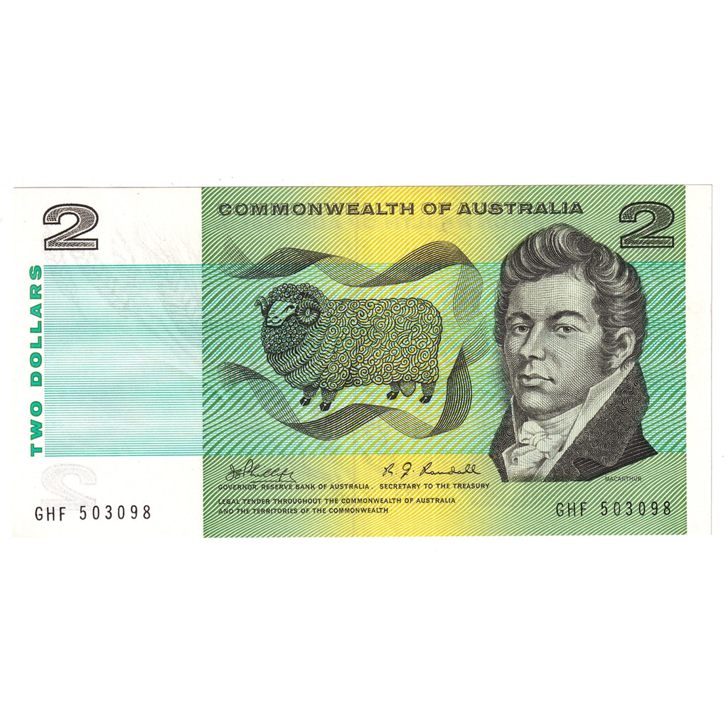 Australia 1968 2 Dollar Note, Pick #38c, AU