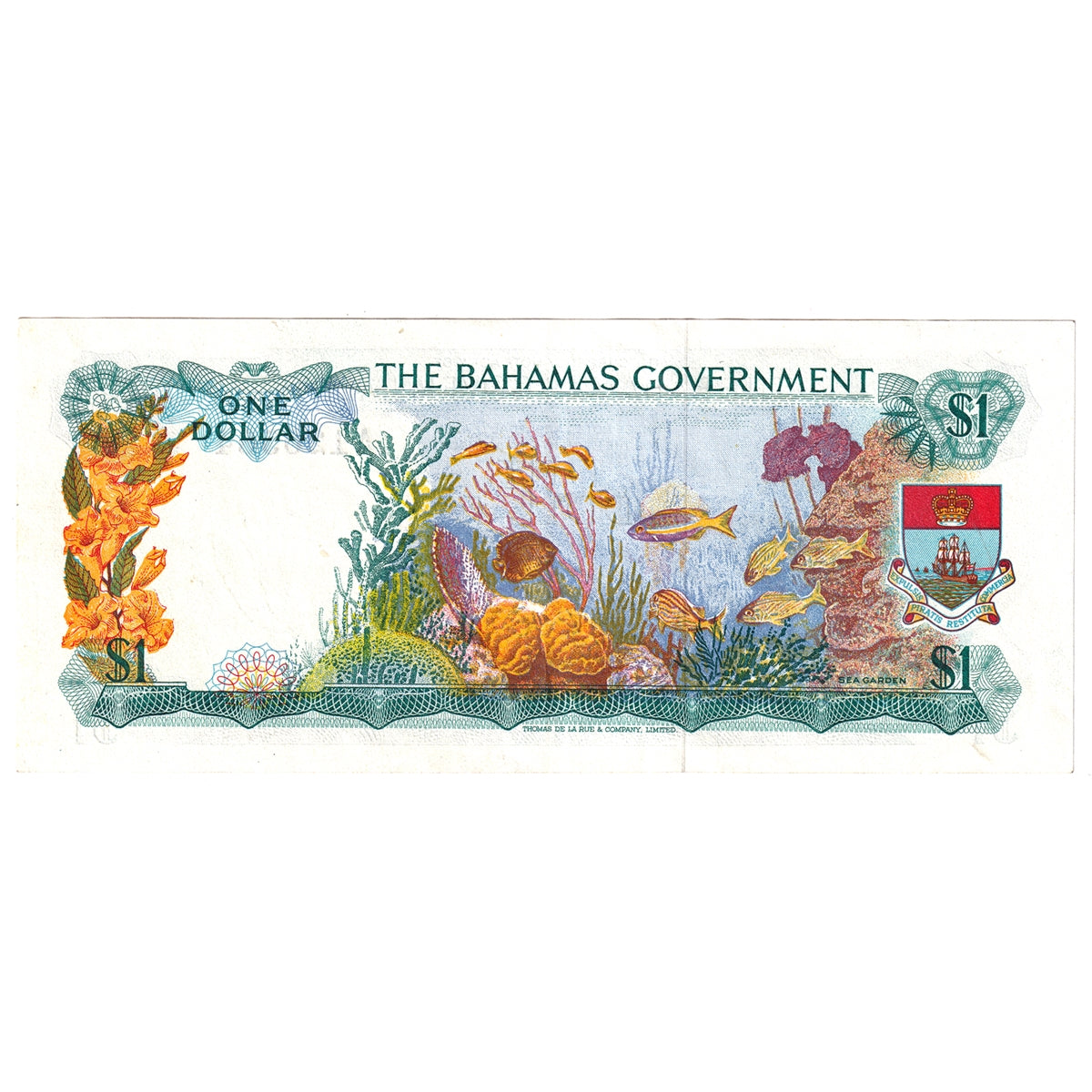 Bahamas 1965 1 Dollar Note, Pick #18a 2 Signatures, EF-AU