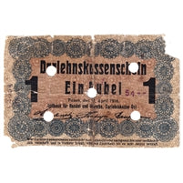 Germany 1916 1 Rubel Note, Pick #R122c, Circ