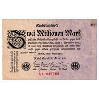 Germany 1923 2 Million Note, Pick #103, EF