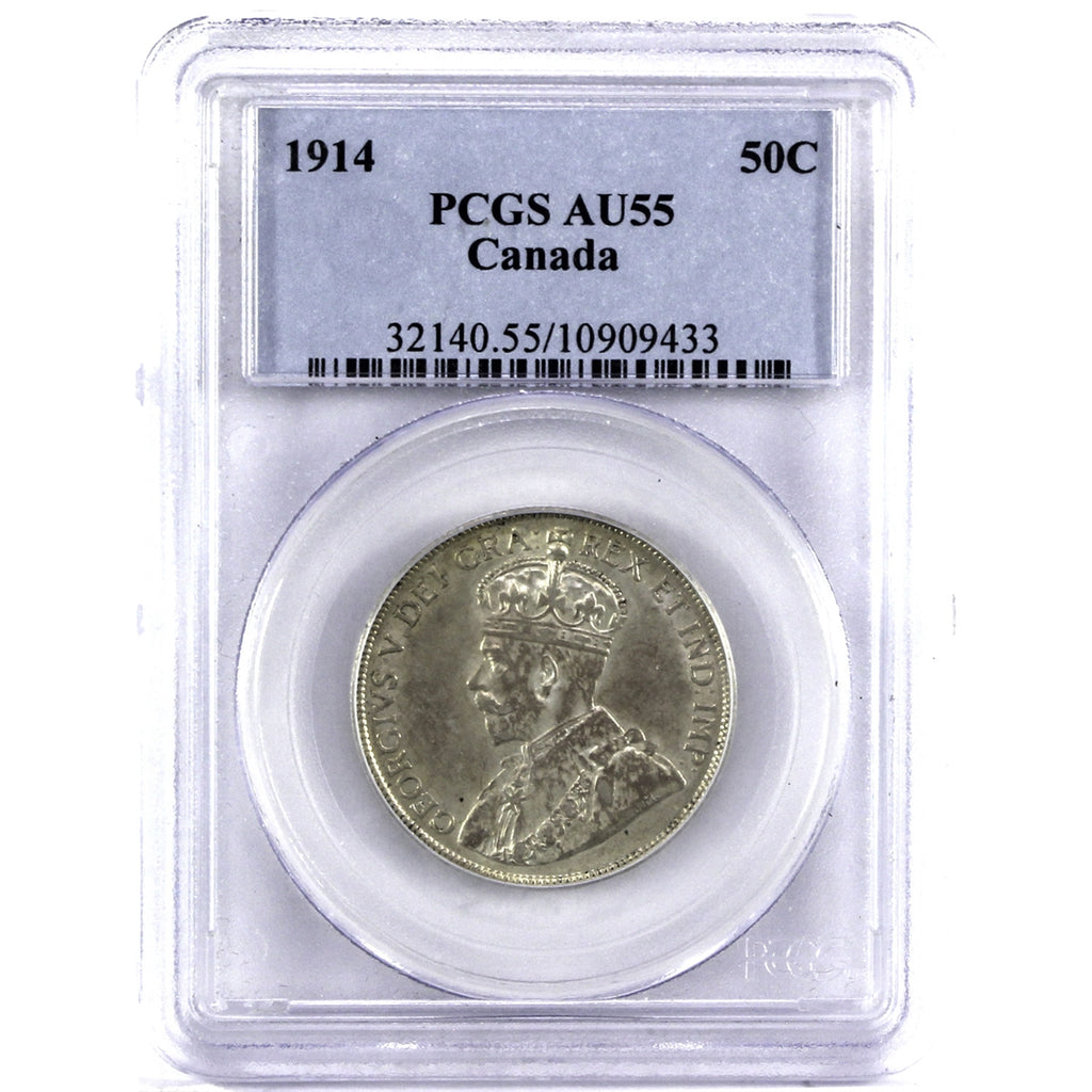 1914 Canada 50-cents PCGS Certified AU-55 *RARE in Higher Grades!*