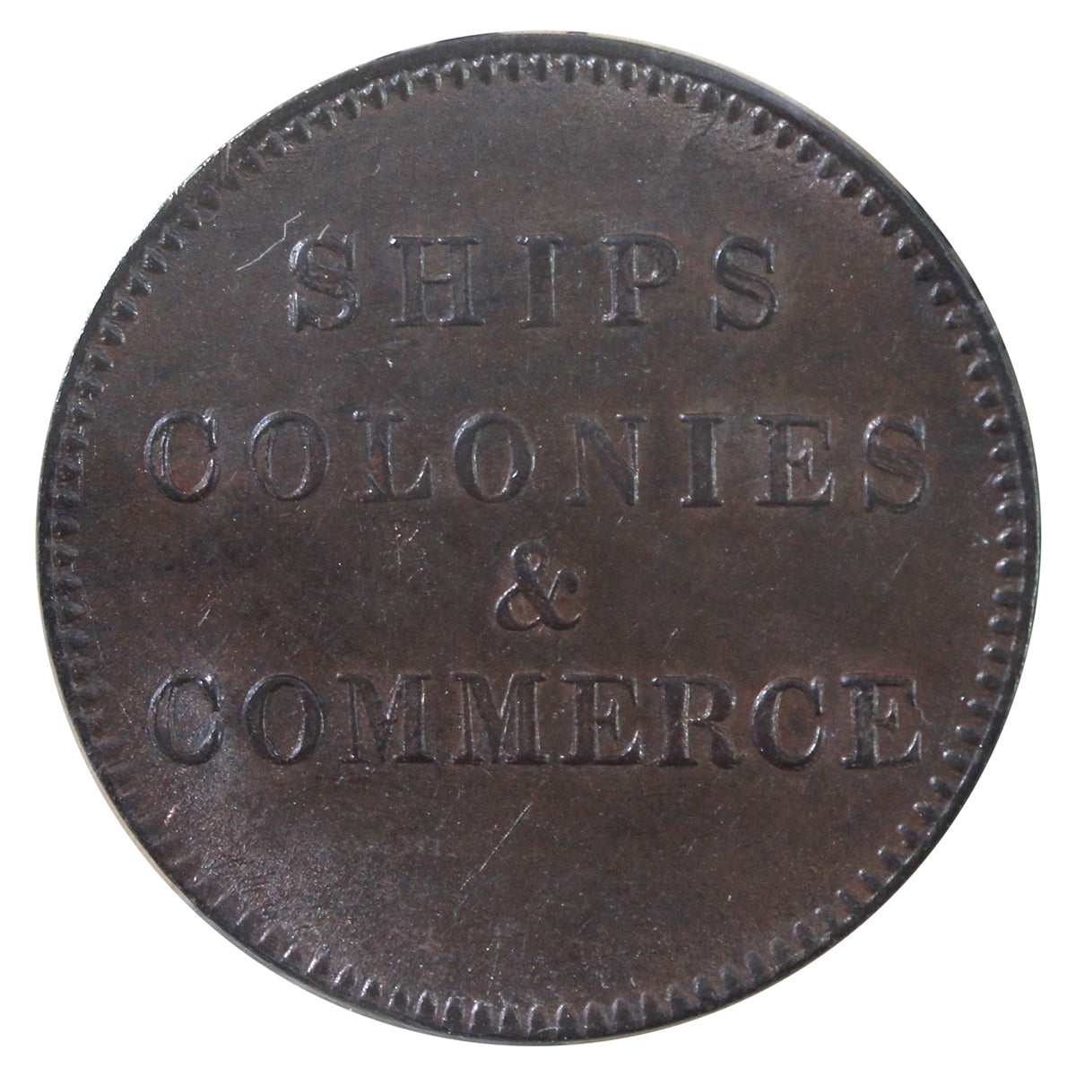 PE-10-31 No Date (1835) PEI Ships Colonies & Commerce Bank Token, ICCS Certified MS-62