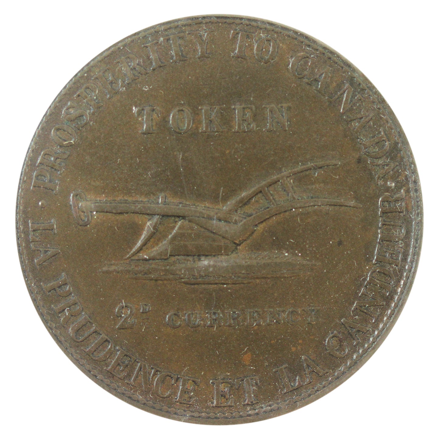 UC-3 1822 Upper Canada Lesslie & Sons Toronto 2d Token Extra Fine (EF-40)