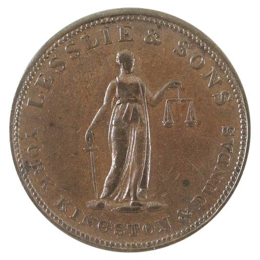 UC-242 1824 Upper Canada Lesslie & Sons 1/2 Penny Token Extra Fine (EF-40)