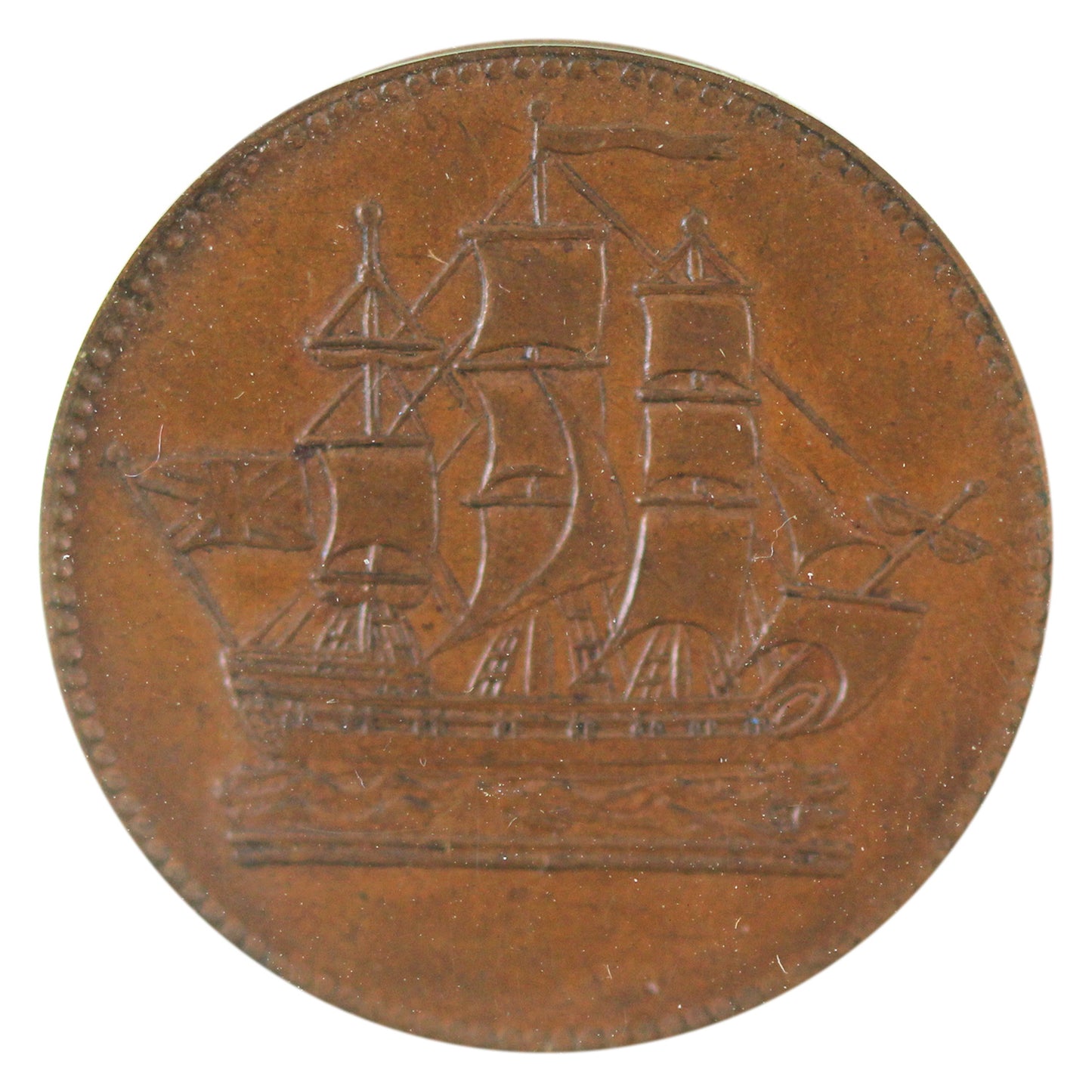 PE-10-42 No Date PEI Ships Colonies & Commerce Token CCCS Certified AU-55 *Rare Variety*