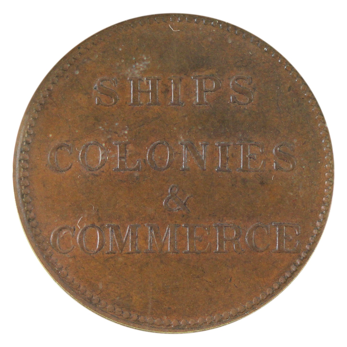 PE-10-42 No Date PEI Ships Colonies & Commerce Token CCCS Certified AU-55 *Rare Variety*