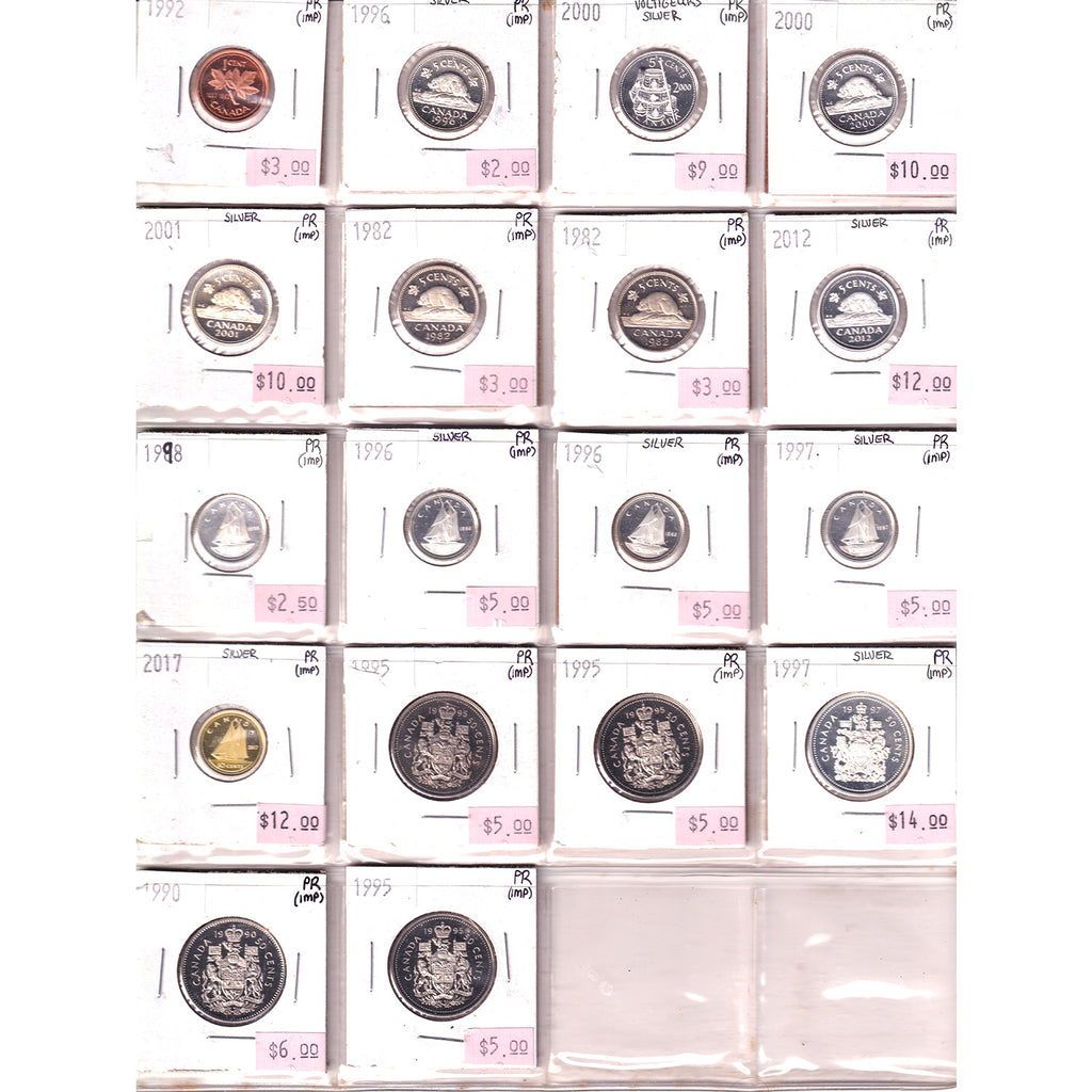 Lot of 18x 1982-2012 Canada Proof Decimal, 18Pcs (Impaired; 4 Repeats)