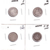 4x 1837, 1853 & 1893 USA Dimes, About Good to F-VF, 4Pcs (Impaired)