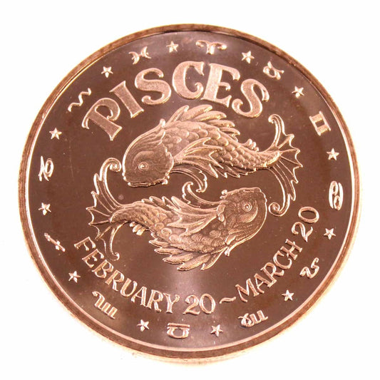 Zodiac Pisces 1oz. .999 Fine Copper