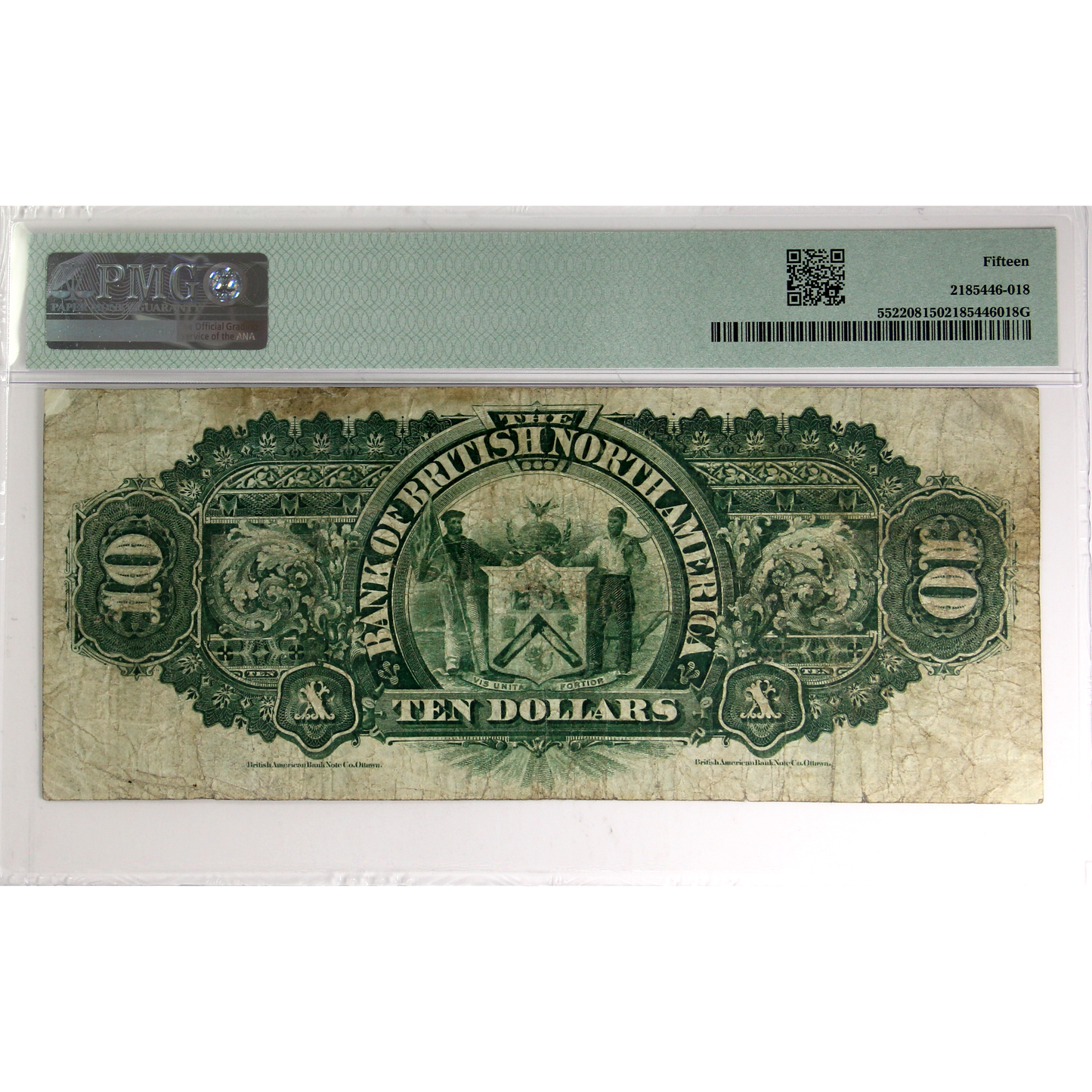 55-22-08 1889 Bank of British North America $10 Various-Stikeman PMG Certified F-15