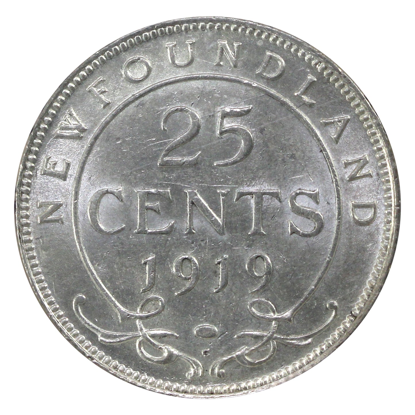 1919C Newfoundland 25-cents ICCS Certified AU-55