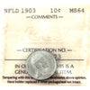 1903 Newfoundland 10-cents ICCS Certified MS-64 *Rare* No Credit Cards/Paypal