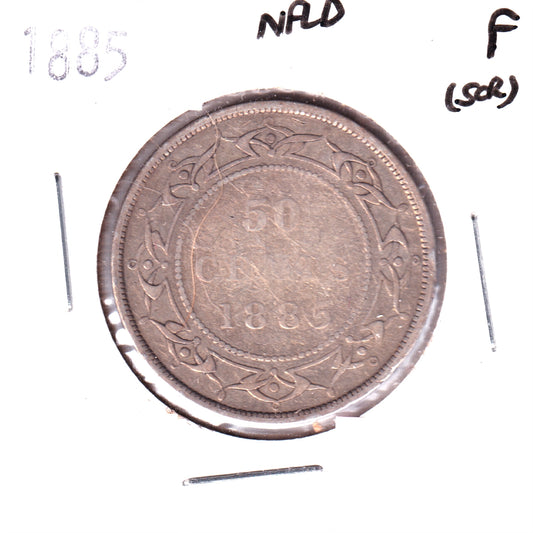 1885 Newfoundland 50-cents Fine (F-12) Scratched or Impaired