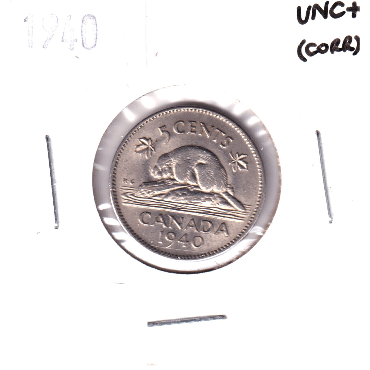 1940 Canada 5-cents UNC+ (MS-62) Corrosion