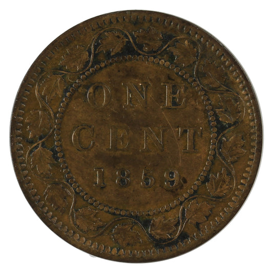 1859 Wide 9/8 Canada 1-cent VF-EF (VF-30) Impaired