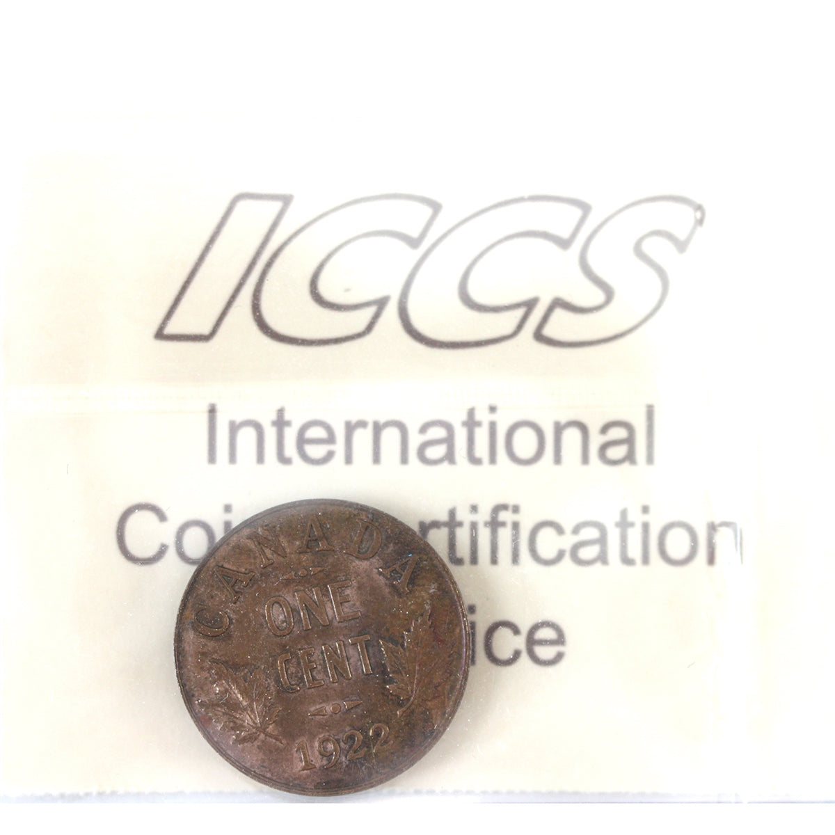 1922 Canada 1-cent ICCS Certified AU-50 (Cleaned)