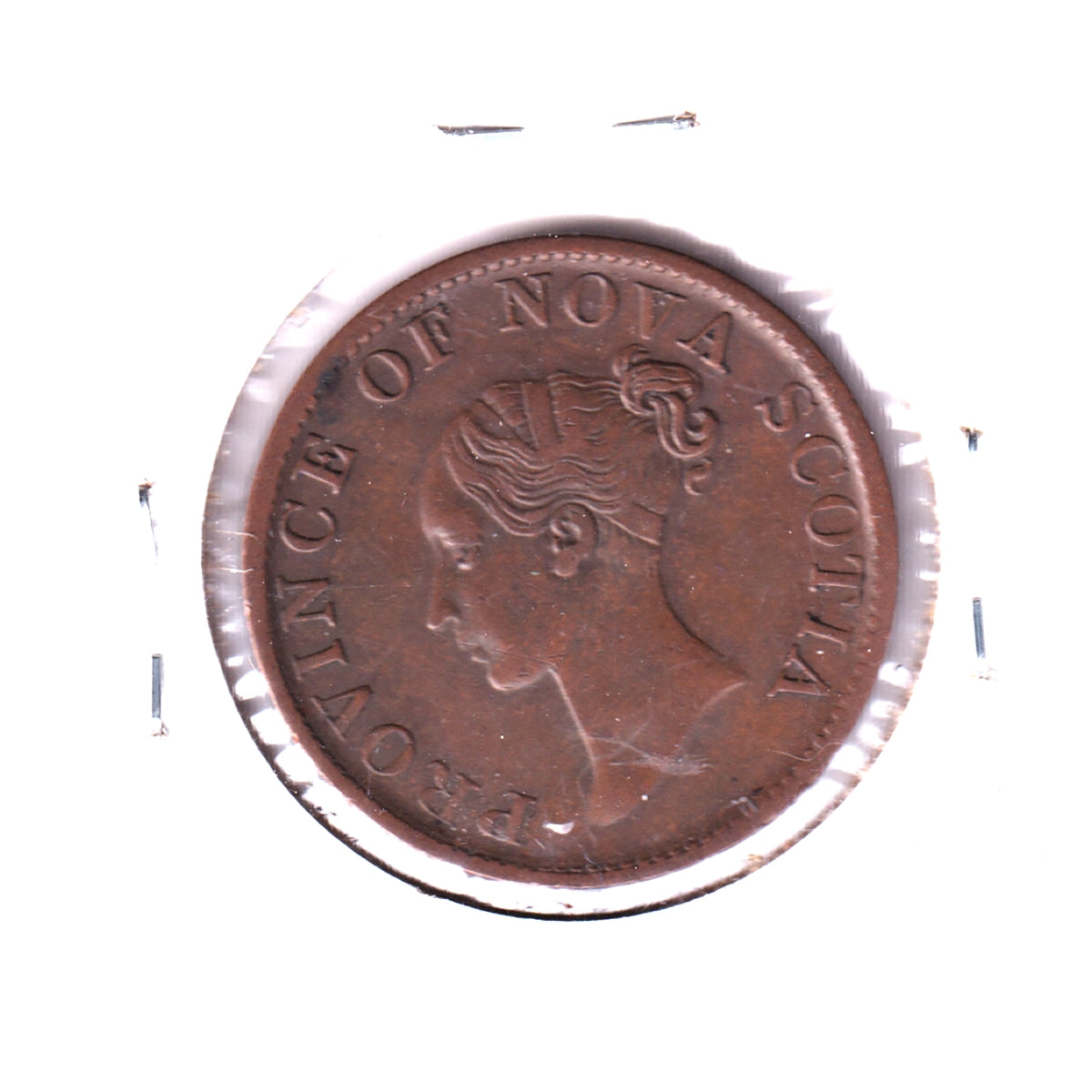 NS-1E2 1840 Nova Scotia Victoria Thistle Half Penny Token Extra Fine (EF-40) Cleaned