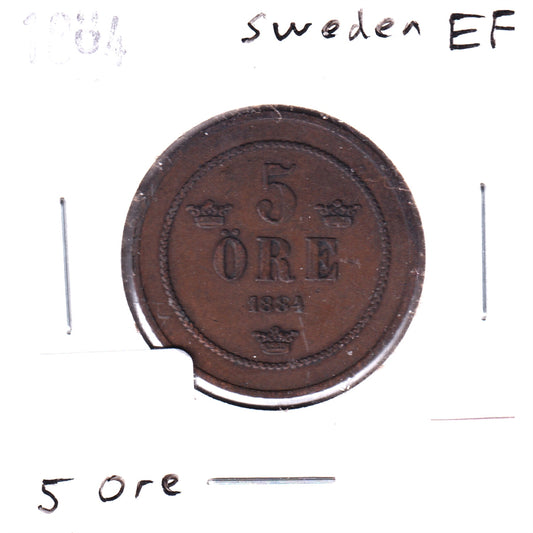 Sweden 1884 5 Ore Extra Fine (EF-40)