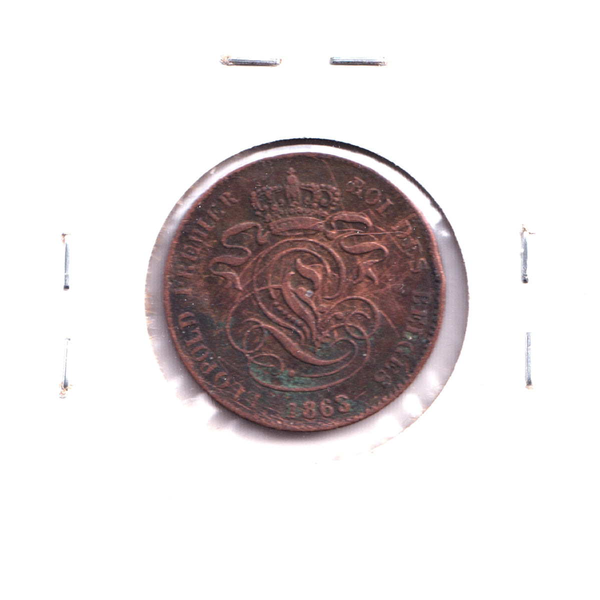 Belgium 1863 2 Centimes Extra Fine (EF-40) Scratched