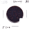 Norway 1875 5 Ore Almost Uncirculated (AU-50)