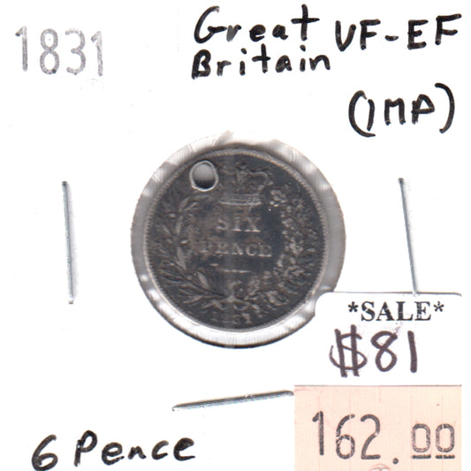 Great Britain 1831 6 Pence VF-EF (VF-30) impaired