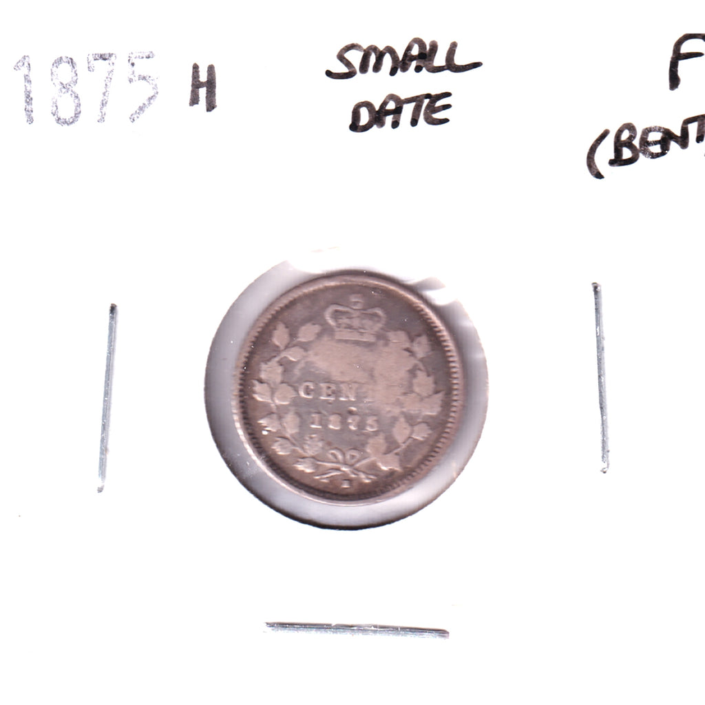 1875H Small Date Canada 5-cents Fine (F-12) Bent