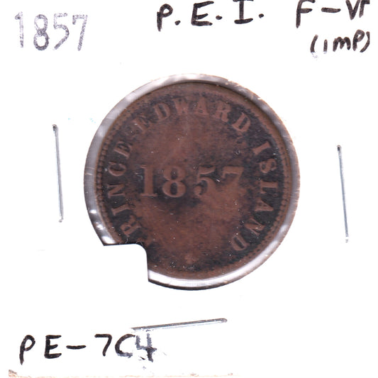 PE-7C4 1857 PEI Self Government & Free Trade Bank Token F-VF (F-15) Impaired