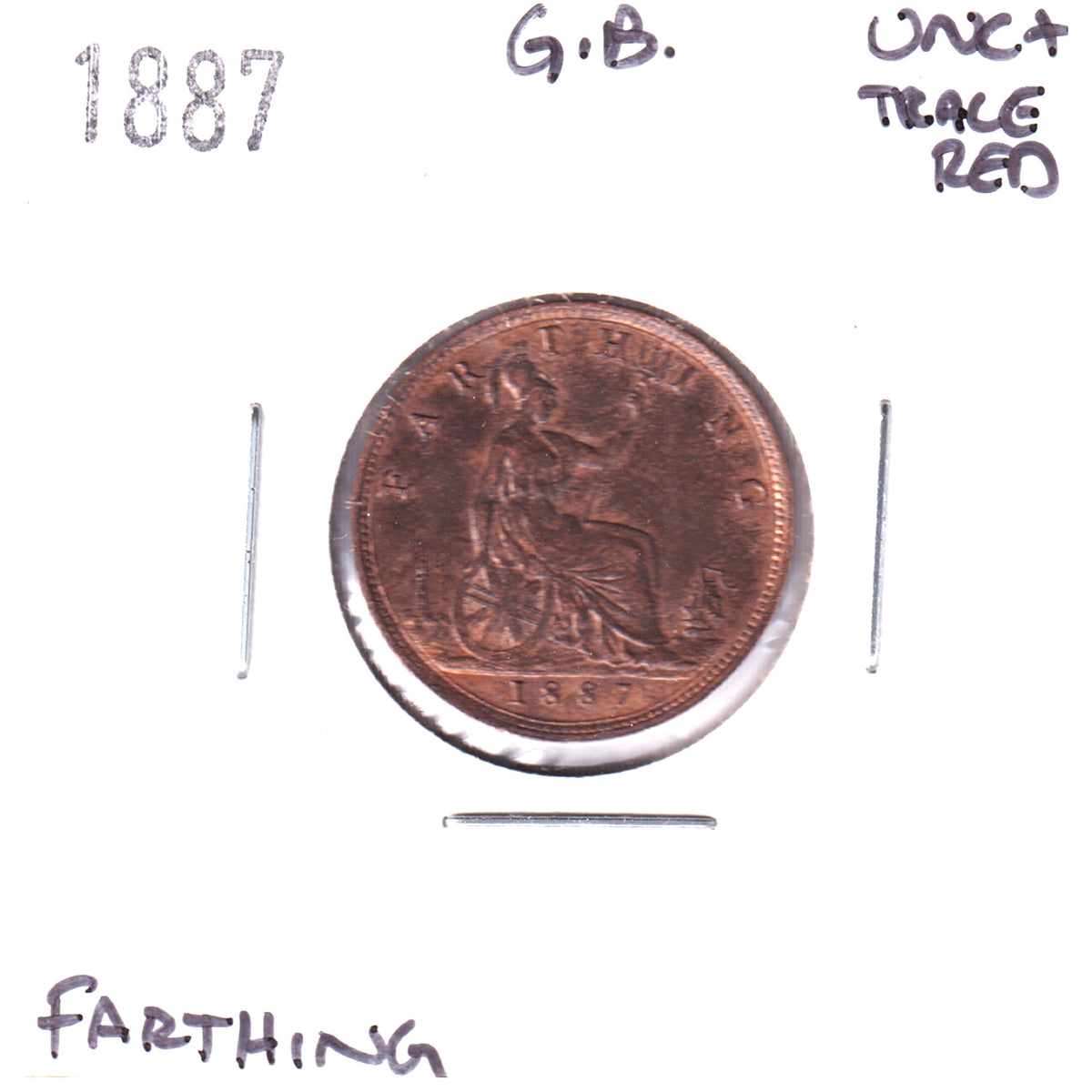 Great Britain 1887 Farthing UNC+ (MS-62) Trace Red