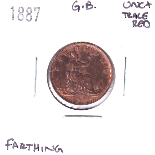 Great Britain 1887 Farthing UNC+ (MS-62) Trace Red