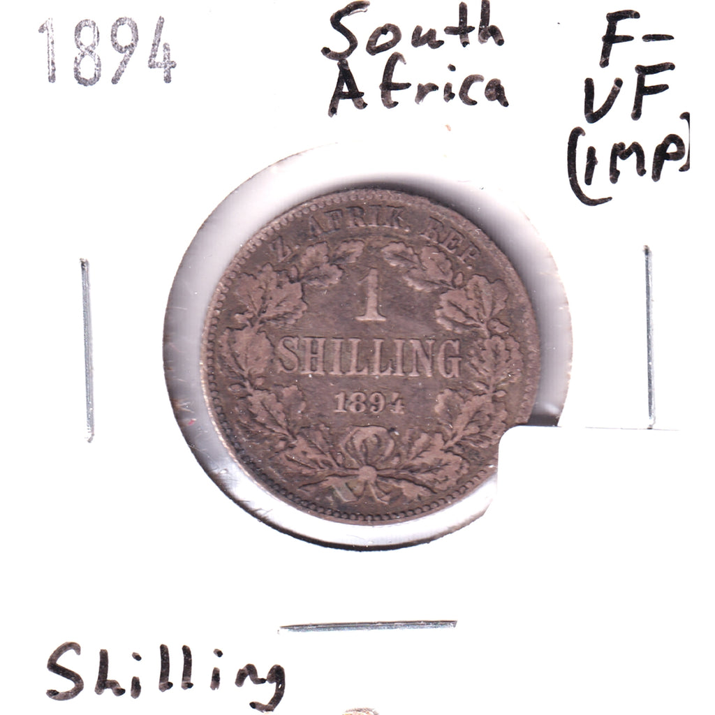 South Africa 1894 Shilling F-VF (F-15) Impaired