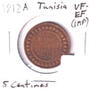 Tunisia 1912A 5 Centimes VF-EF (VF-30) Impaired