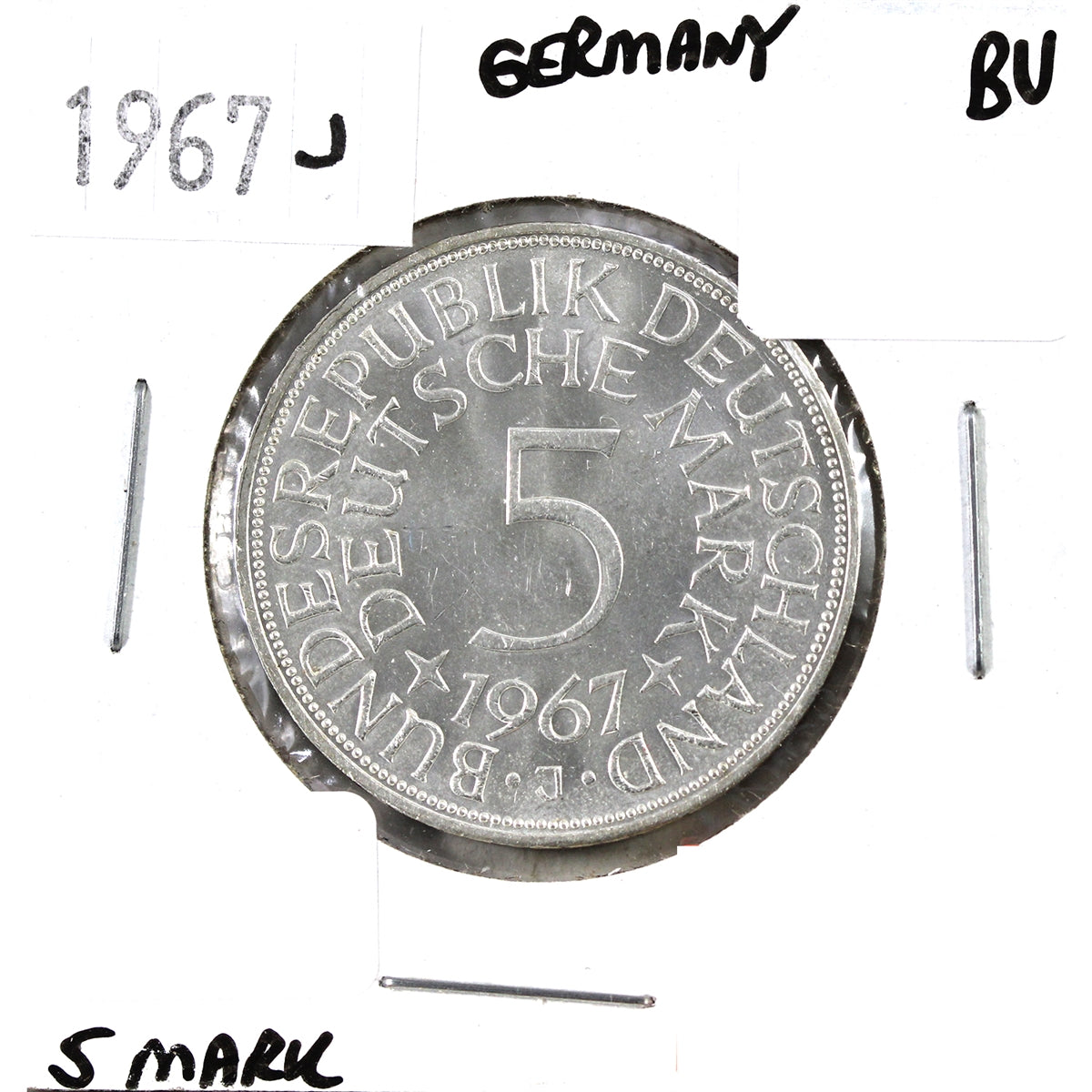 Germany 1967J 5 Mark Brilliant Uncirculated (MS-63)