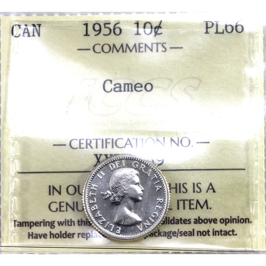 1956 Canada 10-cents ICCS Certified PL-66 Cameo