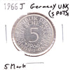 Germany 1966J 5 Mark Uncirculated (MS-60) Spots