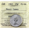 1965 Canada 25-cents ICCS Certified PL-66 Heavy Cameo